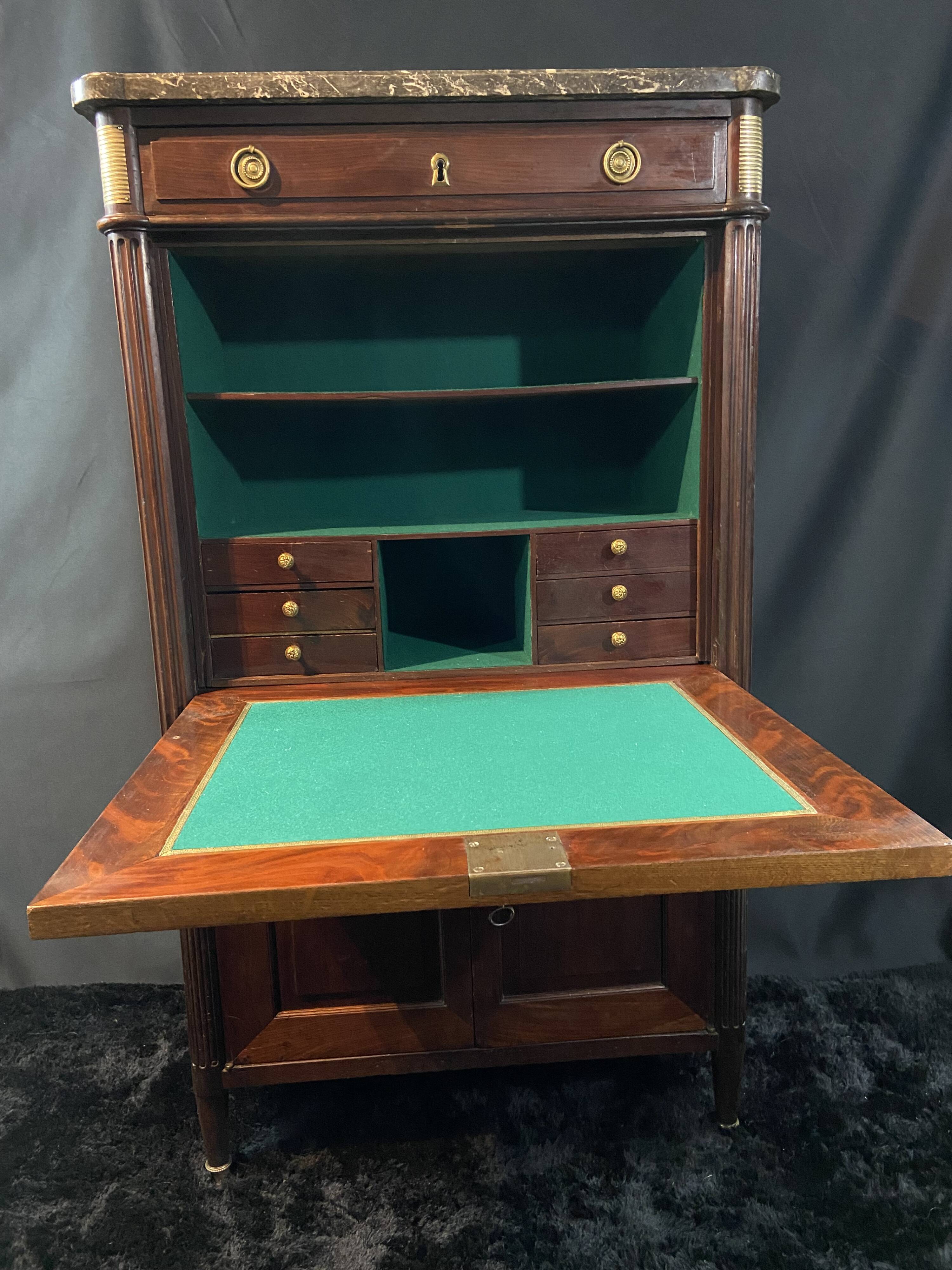 18th-century solid mahogany Louis XVI secretary