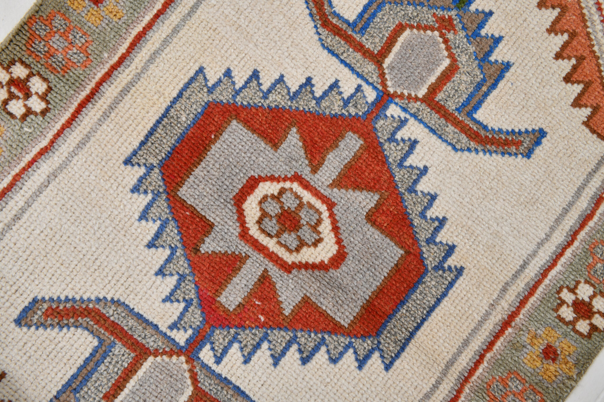 3x11 geometric oushak runner rug,97x348cm