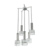 1960s mid century PENDANT LIGHT 5-light cascading lamp faceted glass and chrome