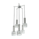 1960s mid century PENDANT LIGHT 5-light cascading lamp faceted glass and chrome