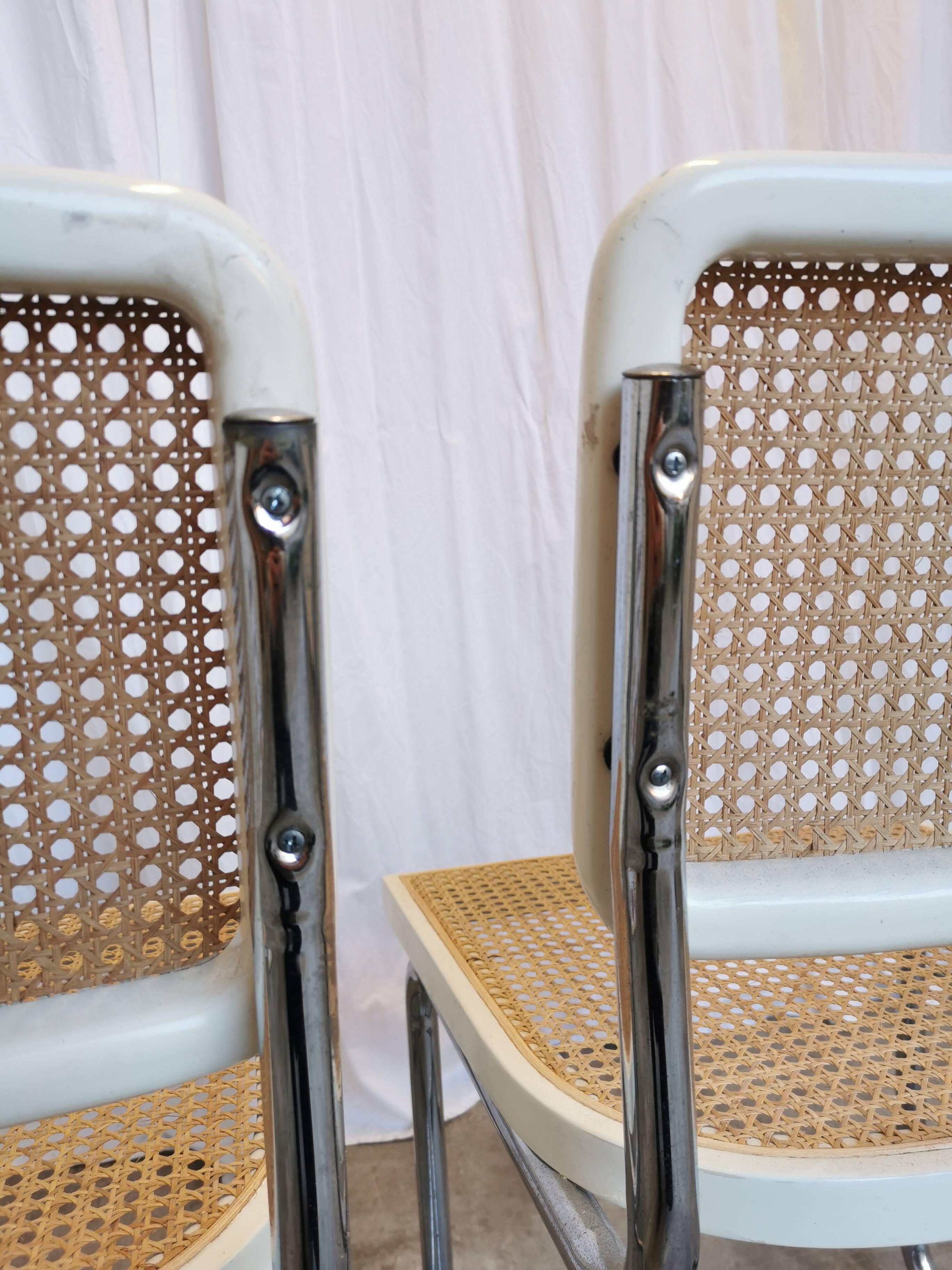 Ensemble de 2 chaises Cesca vintage de Marcel Breuer : chaises de salle à manger en osier style Mid-Century Modern