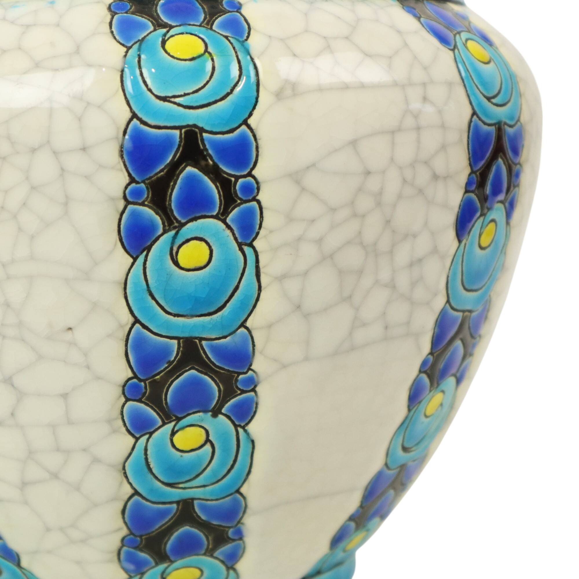 Vase Pot de Fleurs Polychrome Catteau Boch Keramis Art Déco ca. 1922