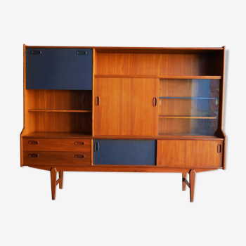 Buffet scandinave en teck modèle « Tilburg » par les éditions O.M.F Lefèvre Omer Meubel Fabriek pour Samcom