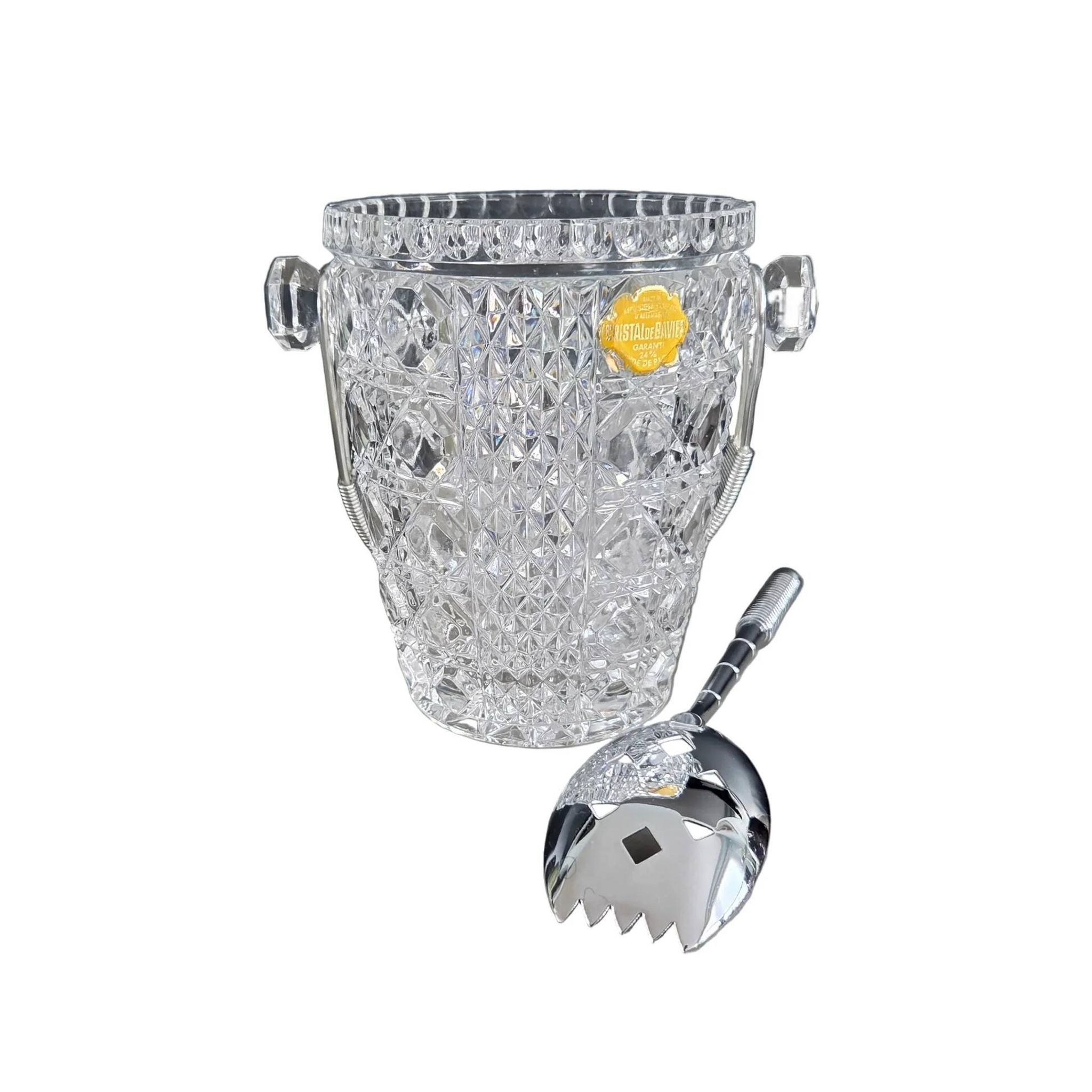 Seau à glace en cristal de Bavière avec cuillère à glaçons