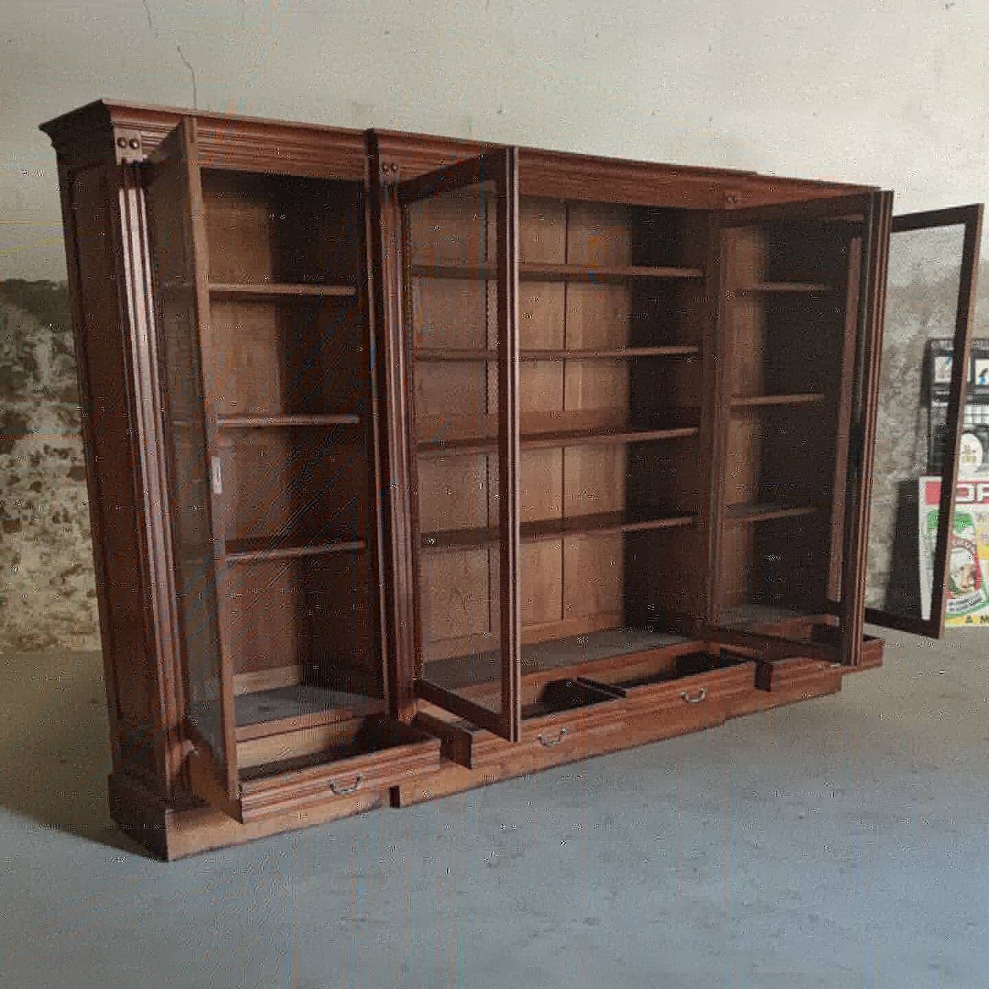 Solid oak library late 19th century around 1890