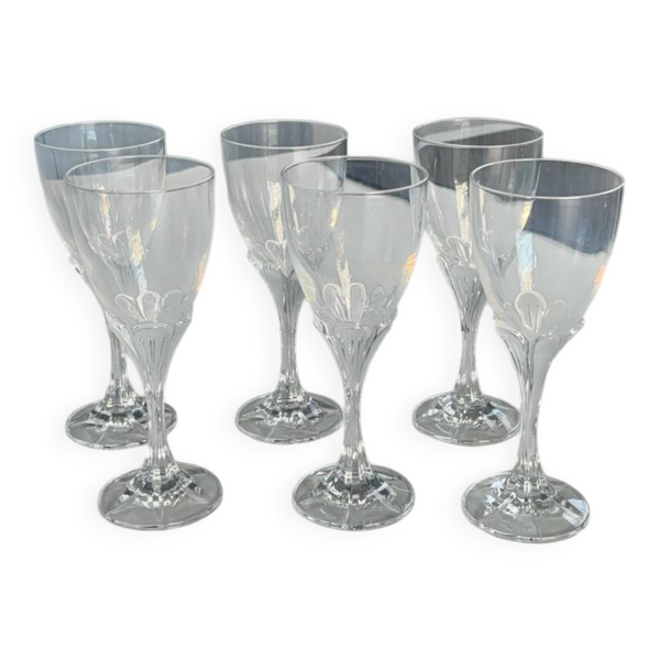 Set de 6 verre a vin cristal d’arques modèle granville forme de fleur