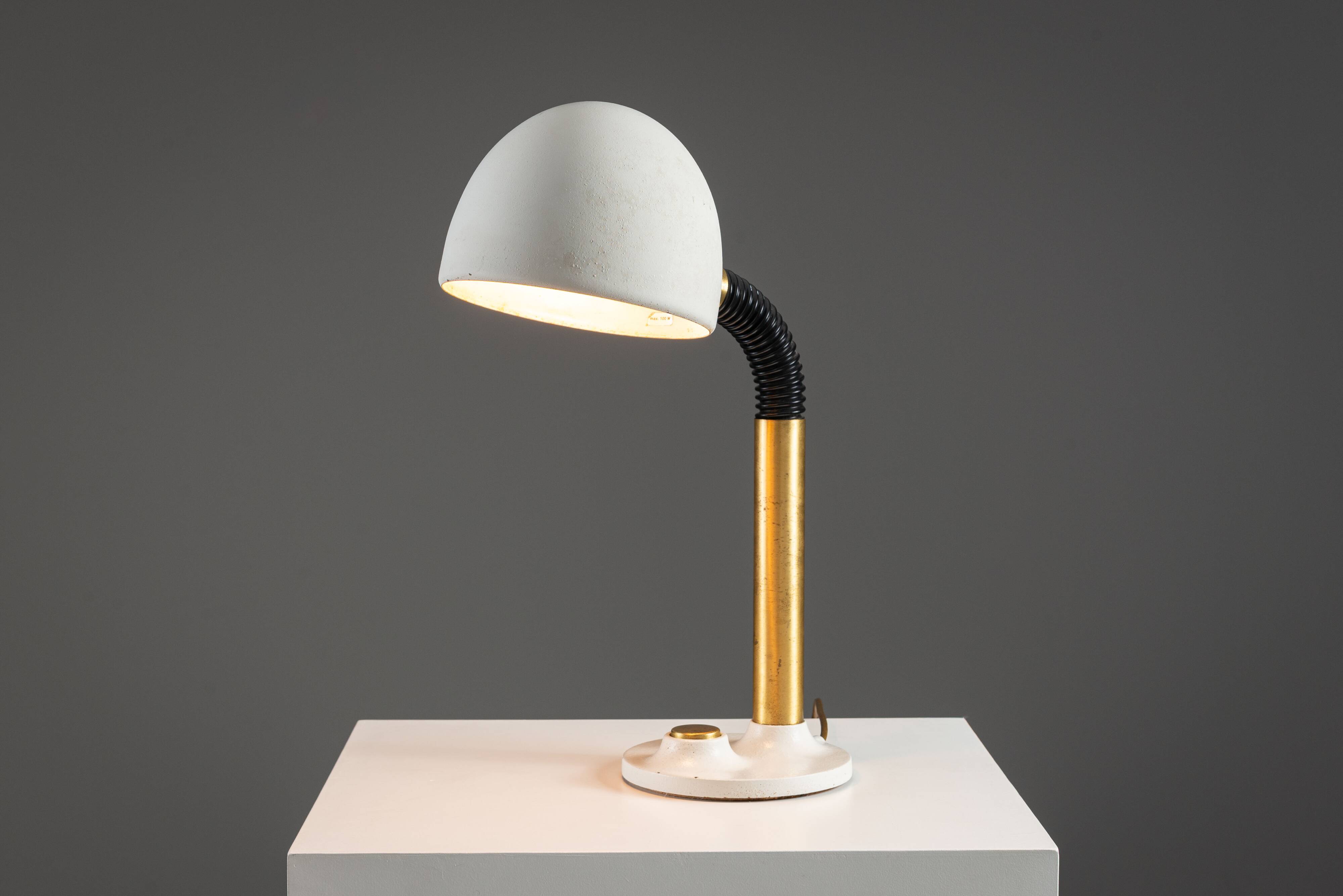 Egon Hillebrand desk lamp in white metal with brass accents