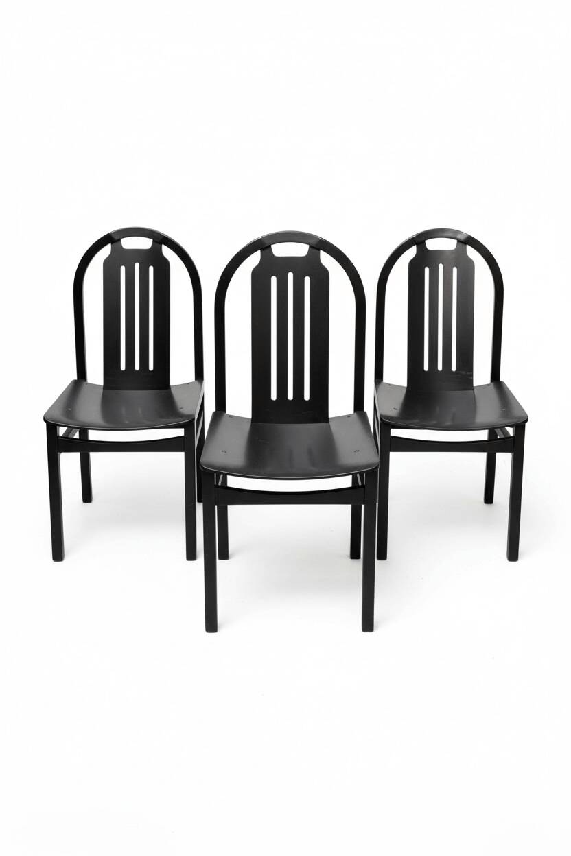 Set of 3 black Baumann chairs, Argos model.