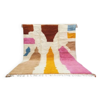 Tapis Béni ourain coloré _tapis artisanal faut main