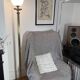 Neoclassical torchère floor lamp in brass and opaline - 1950s/60s