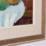 Original Swedish oil painting on canvas from the mid-century "Still Life with Bowl of Fruit" by Eric Lundgren -