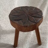 Petit tripode/sellette bois artisanal art brut
