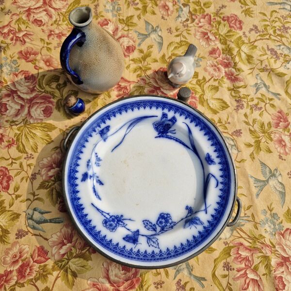 Assiette chauffante antique en ceramique et metal james dixon and sons shef