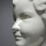 Very rare large faience bust from Sarreguemines, antique Art Deco.