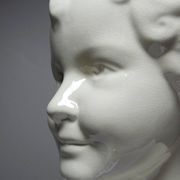 Very rare large faience bust from Sarreguemines, antique Art Deco.
