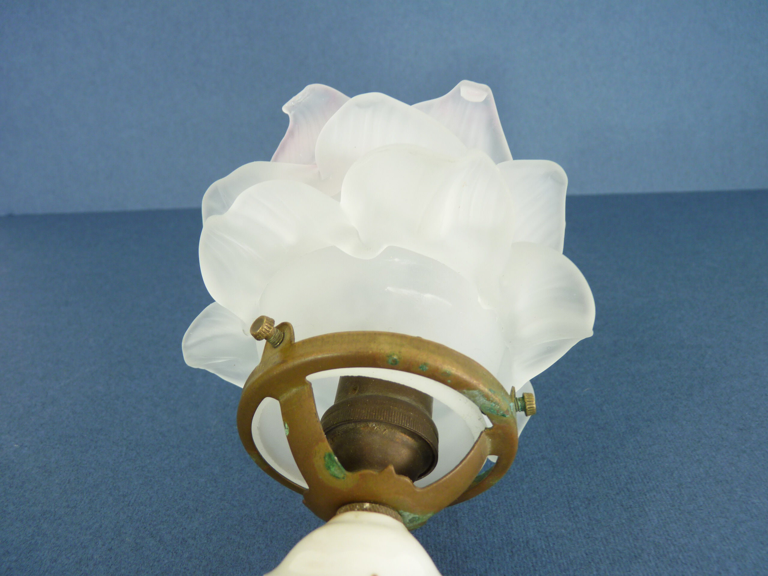Old porcelain wall light vintage glass tulip