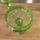 Pair of large Art Deco candlesticks / candle holders in moulded pressed glass.