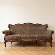 Three-seater Louis XV style sofa in brown velvet.