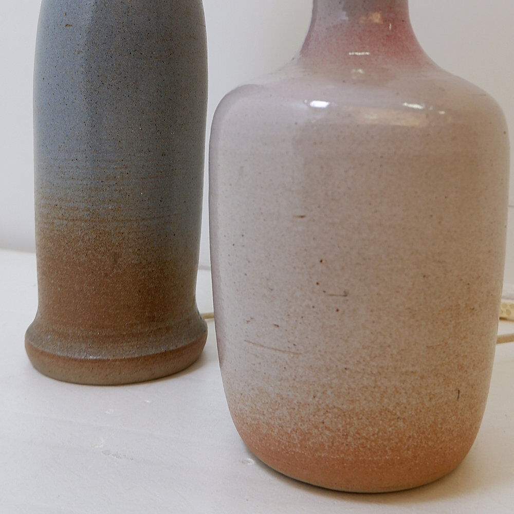 Pair of vintage ceramic table lamps with a two-tone finish - 1980s