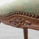 Louis XV stool with carved floral apron and original damask upholstery