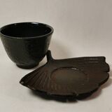 Set of 12 Asian Tea Cups and Saucers in Enameled Cast Iron