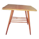 Scandinavian table with compass legs + magazine rack.