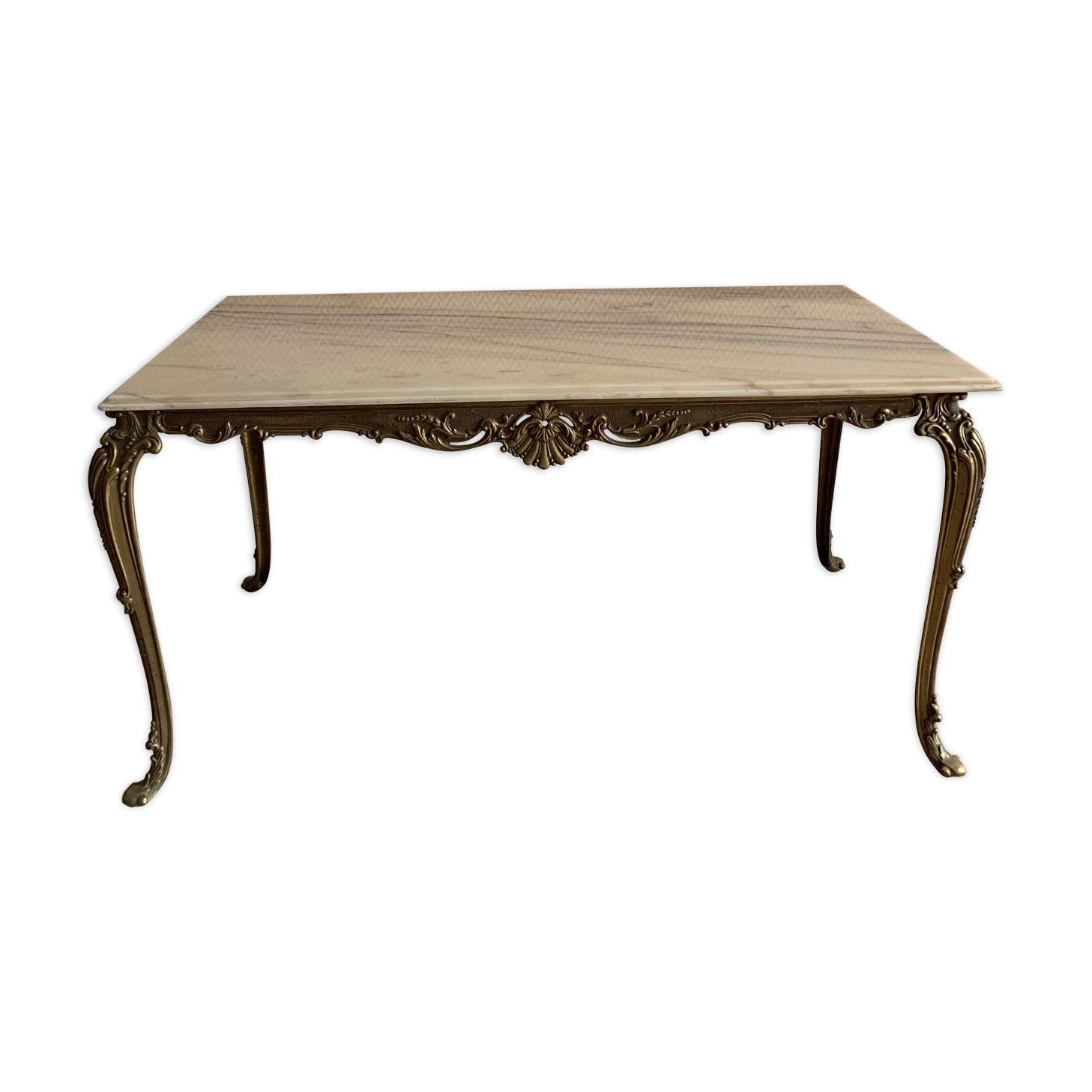 Marble and brass coffee table