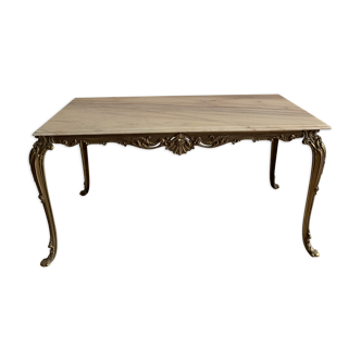 Marble and brass coffee table