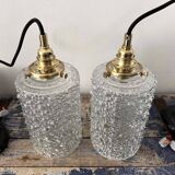 Set of two bubble glass pendant lights