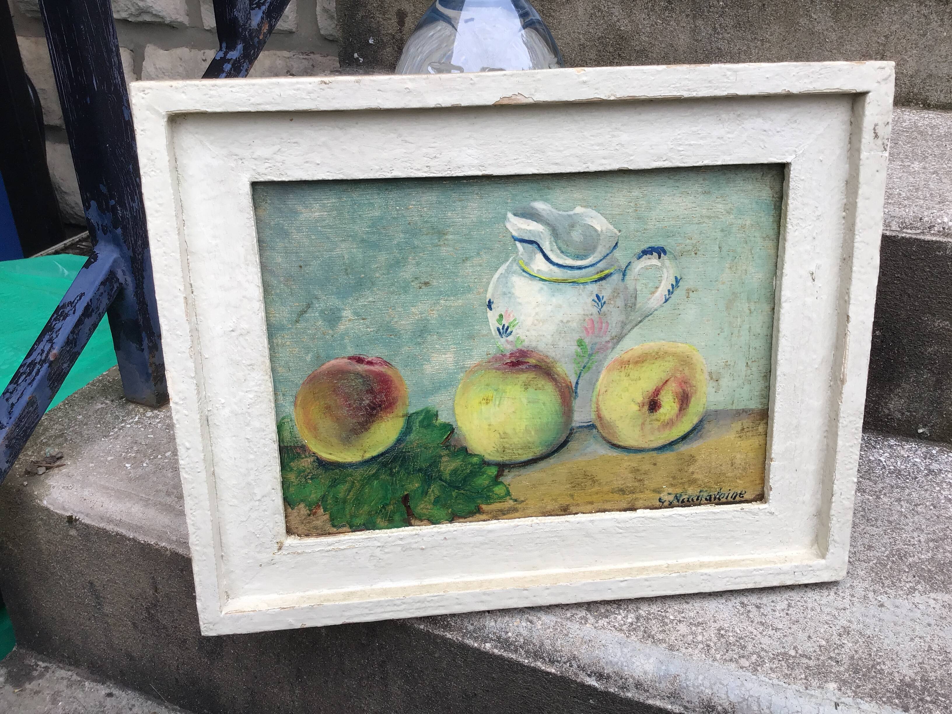 Oil on panel. our fishes