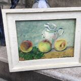 Oil on panel. our fishes