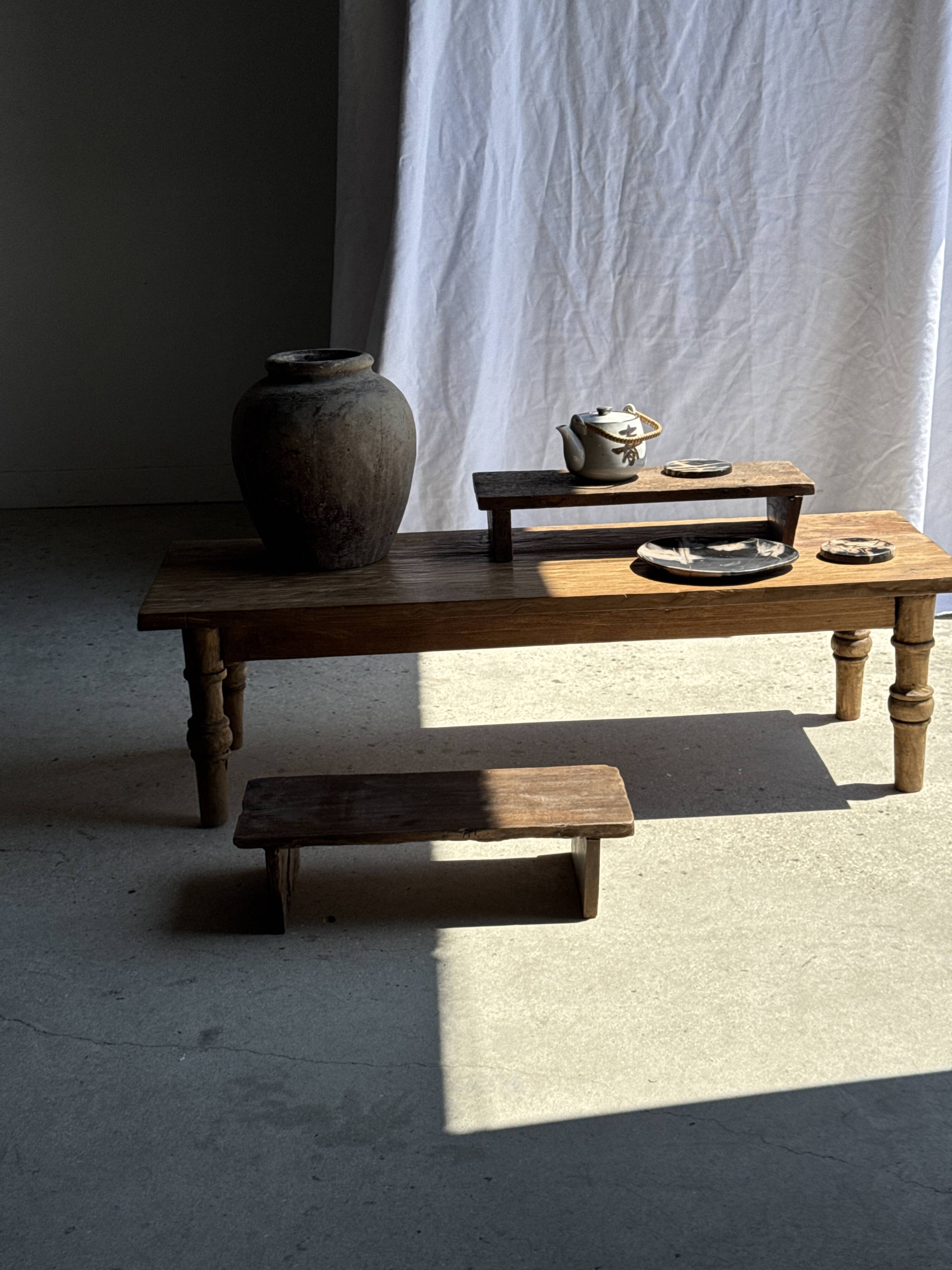 Small low bench in old teak from Indonesia H14 L50