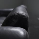 Rare Vintage Gradual lounge sofa in black leather by Cini Boeri for Knoll