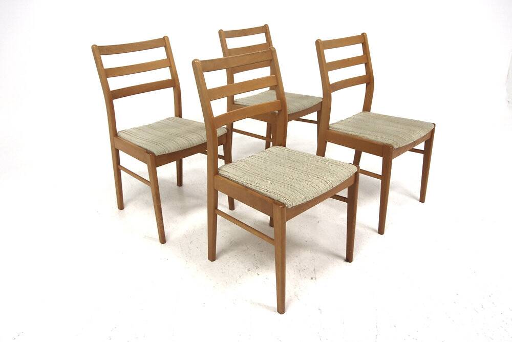 Set of 4 Scandinavian walnut chairs, Sweden, 1