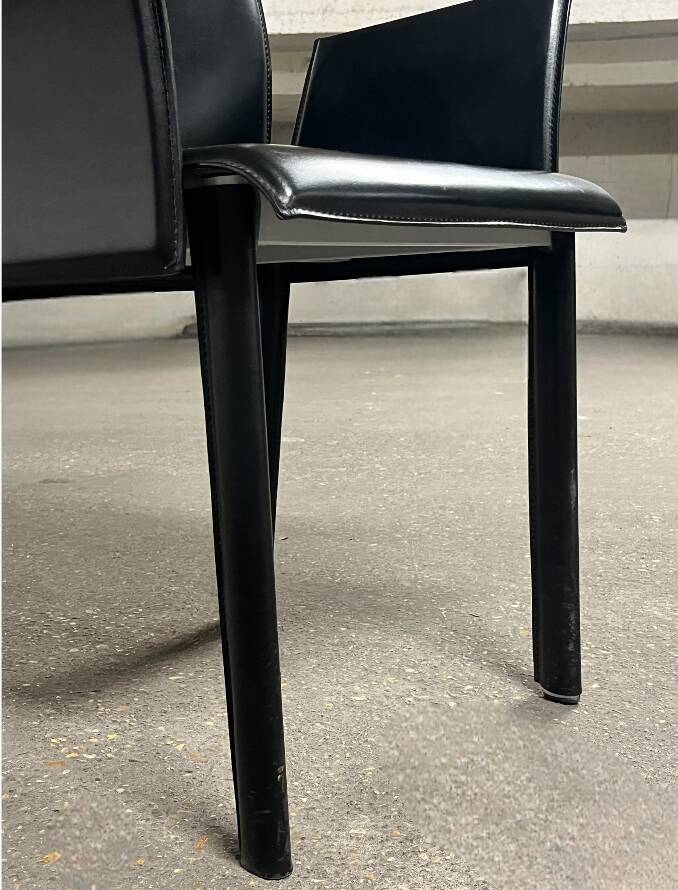 Office chair with armrests in thick black leather, Cattelan Italia