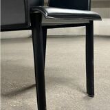 Office chair with armrests in thick black leather, Cattelan Italia