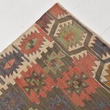 6x13 Rare Size Kilim Rug, Rugged Rug, 180x385Cm Antique Kilim Carpet