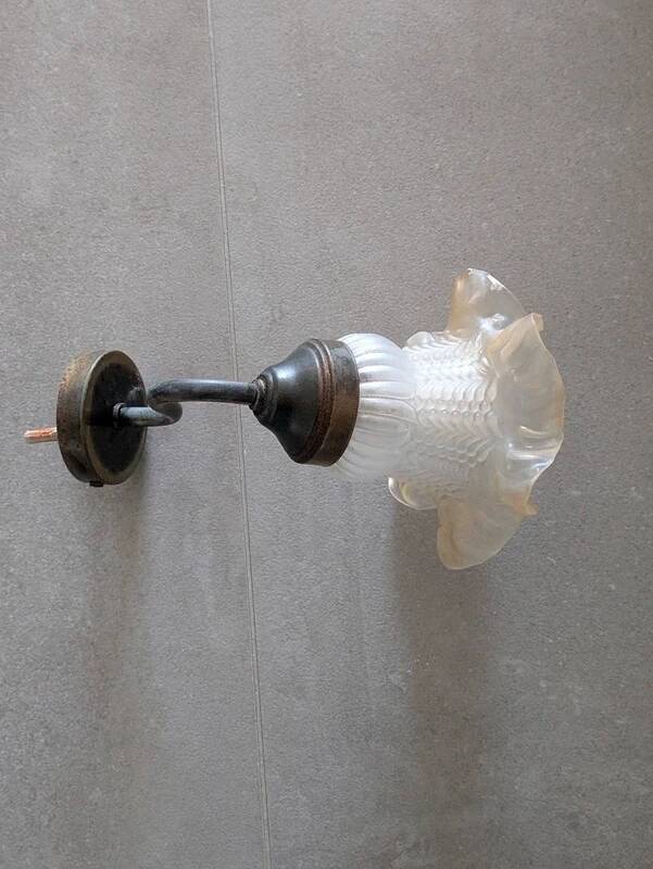 Superb Vintage Wall Light Flower in Glass Paste & Brass - Art Deco