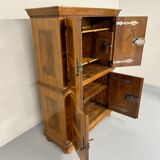 Antique 19th century Biedermeier art deco chest of drawers in walnut with wrought iron locks