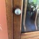 Vintage wooden furniture, vinyl storage, bookshelf, desk.