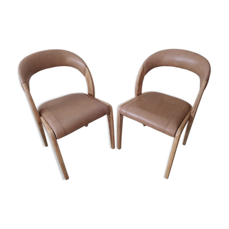 Paire de chaises Baumann gondole cuir