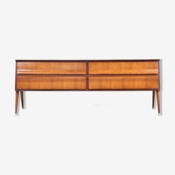 Sideboard in teak, carrara marble and brass manufactured in cantu