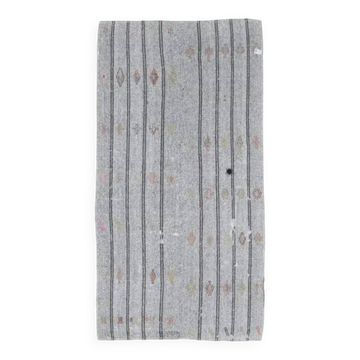 1970s Turkish Handmade Wool Kilim Striped Runner Rug 131x260