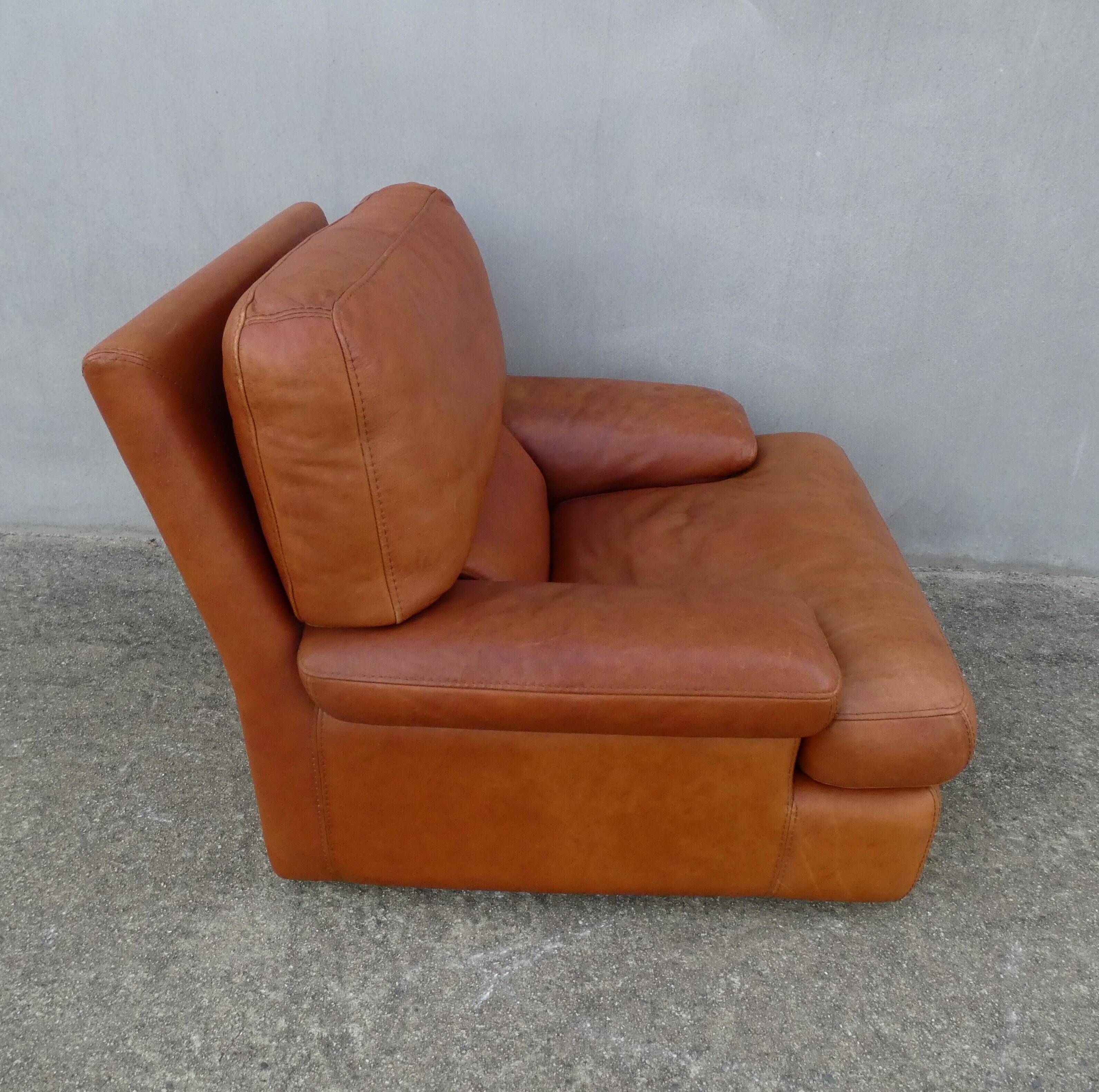 Vintage loft leather armchair DUVIVIER