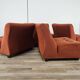 1970s modular armchairs in red fabric