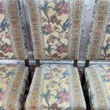 Suite de 4 Louis XIII os de mouton tissu fleurs