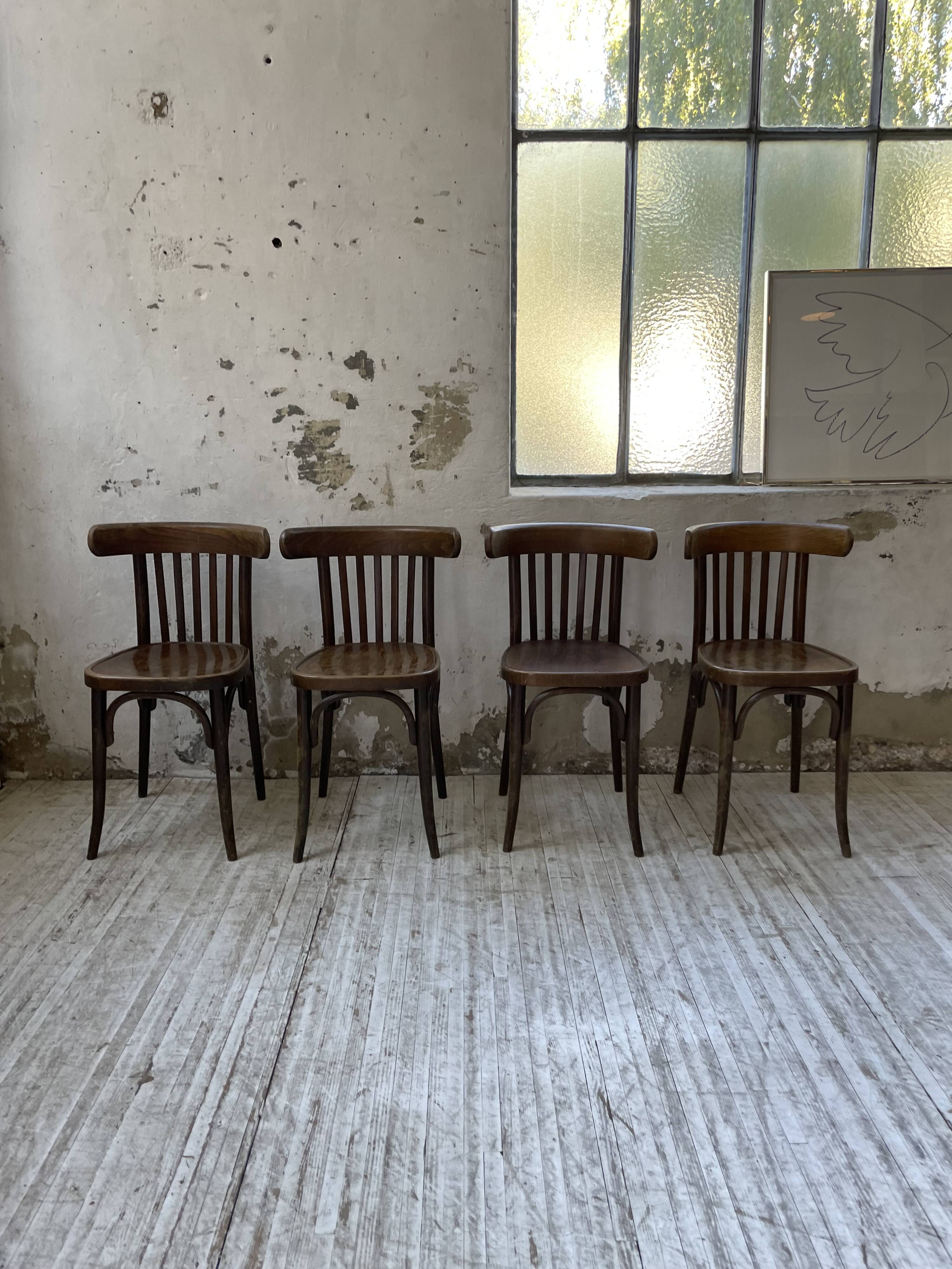 Set of 4 wooden bistro chairs