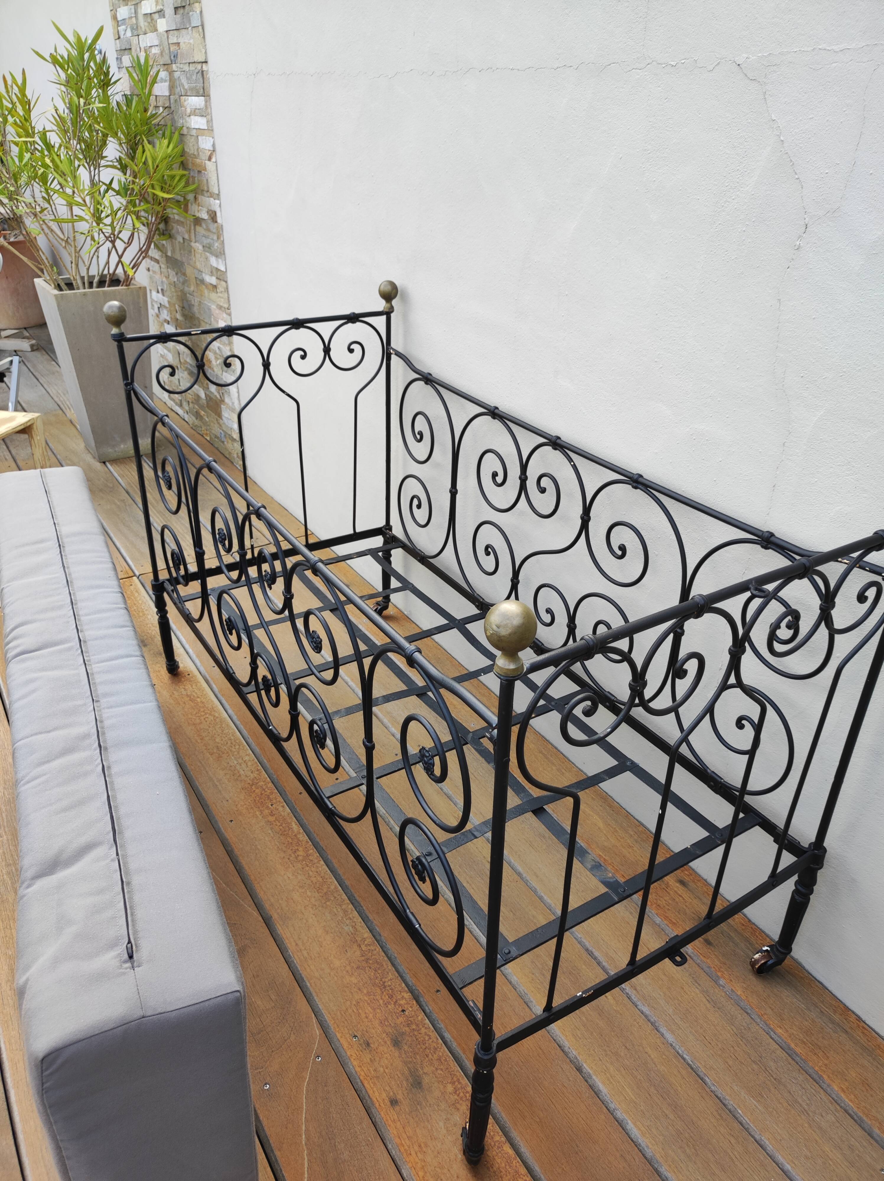 Wrought iron bed bench