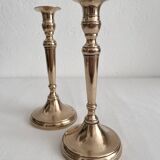 Bougeoirs chandeliers anciens balustre en laiton cuivre
