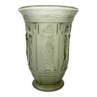 Art Deco vase with images of 6 women and 6 herons, 1930s